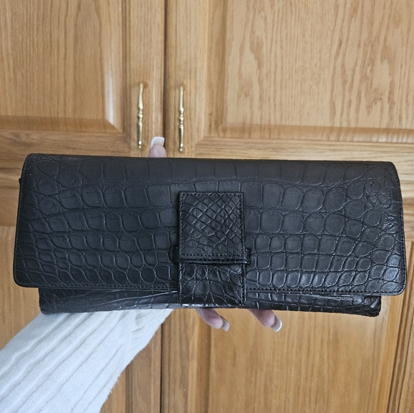 titti dell'acqua Handbags - Titti Dell’Acqua X Maxima Black Alligator Leather Clutch Vintage 1990s